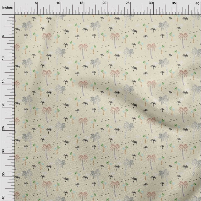 oneOone Cotton Poplin Fabric Bird & Palm Tree Print Fabric By Yard 56 Inch Wide