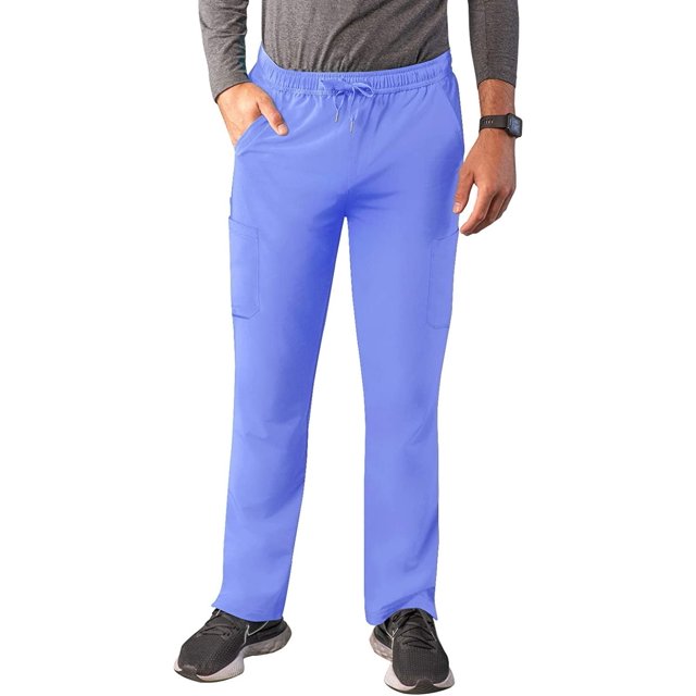 Adar Addition Scrubs for Men - Slim Leg Cargo Drawstring Scrub Pants - A6106 - Ceil Blue - 2X