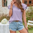 thumbnail image 4 of Birdeem Mode Femmes Été Col en V Uni Manches Courtes Aguichant Haut Blouse, 4 of 7