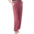 thumbnail image 3 of LUXUR Pantalon de Sport pour Femmes à Jambe Droite, Contrôle du Ventre, Rouge Brique, 4TG, 3 of 3