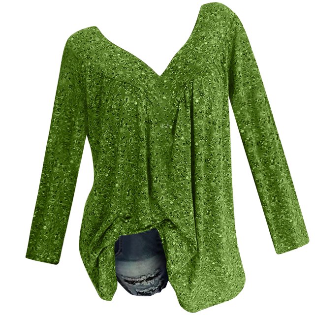 Vente de Liquidation Jolis Hauts pour Femmes Manches Longues Col Rond Hauts de Sortie Chandail Décontracté à Enfiler Impression de Lettres Mode d'Automne Blouse pour Femmes Légère Tendance Grande Taille C'est l'Automne Yall Haut(Vert Armée,TG)