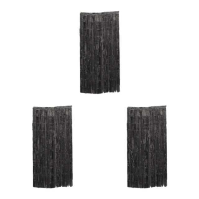 Maytalsory Finger-Safe Tassels Curtain For Customized Birthday Backdrop Luster Foil Curtain Black 3Set