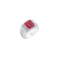 thumbnail image 3 of RYLOS Men's Rings Sterling Silver Designer Style 10X8MM Emerald Cut Shape Gemstone & Diamonds Ruby July Birthstone Rings For Men Size 10, 3 of 4