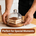 thumbnail image 4 of Mini Glass Dessert Dome with Wooden Base, Clear Display Cloche for Pastries and Cupcakes, Compact Serving Piece for Home Gatherings and Tabletop Decor, 4 of 9