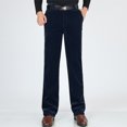 thumbnail image 1 of AherBiu Mens Corduroy Pants Straight Leg High Waisted Regular Fitted Stretch Pants with Pockets Casual Solid Color Trousers, 1 of 7