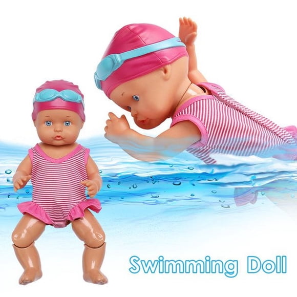 Dosaele Pink Waterproof Baby Swimming Doll Reborn Swim Doll Electric Joint Movable Lifelike Babies Doll Kid Girls Toy with Clothing Swimming Water Doll Best Gift Toy for Children