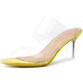 thumbnail image 1 of BLISSFUL STEP Sandales à Talons Aiguilles Transparentes pour Femmes à Bout Ouvert à Enfiler Jaune 9, 1 of 6