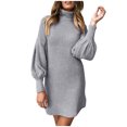 thumbnail image 1 of Fridja Robe Chandail à Col Roulé pour Femmes, Chandail à Manches Longues pour Dames, Mini Robes, 1 of 6