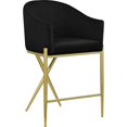 thumbnail image 1 of Meridian Furniture Xavier Black Velvet Counter Stool with Gold Metal Legs, 1 of 8