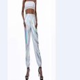 thumbnail image 4 of Women High Waist Shiny Metallic Stretchy Hip Hop Pants Reflective Jogger Pants, 4 of 6