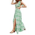 thumbnail image 2 of FOCUSNORM Women Sexy Backless Slit Dress Tie-dye Pattern Deep V-neck Sleeveless, 2 of 8