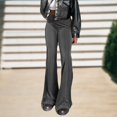 thumbnail image 4 of Ladies Bodycon Pants Slight Flare Leg Elastic High Waist Casual Style Daily Suit, 4 of 7