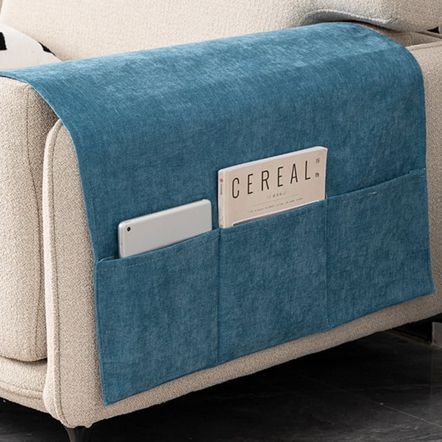 Becaristey Cloth Soft Touch Sofa Sofa Remote Control Holder Easy To Install Chenille Fabric Combines blue 60*110CM