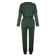 thumbnail image 3 of Mrat Sweatpants Women Set 2 Piece 2 Piece Jogging Sets Solid Polyester Long Sleeve Sweatsuits Sets Two Piece Track Suits Drawstring High Waist Pants Set Comfy Outfits A-Army Green 3XL, 3 of 4