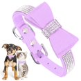 thumbnail image 2 of Collier pour Chat en Microfibre Suédine Double Nœud Cristal Scintillant Strass 42x2.0cm Fourniture pour Animaux, 2 of 5