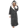 thumbnail image 1 of MAWCLOS Peignoir en Peluche à Capuche Sherpa pour Femmes, Robe de Chambre à Manches Longues, Gris Foncé TG, 1 of 4