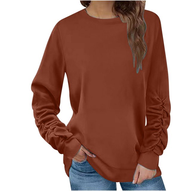 LSLJS Blouse à Manches Longues pour Femmes, Col Rond, Décontractée, Ample, Chandail-Over