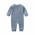 thumbnail image 1 of WJSXC Printemps Bébé Filles Garçons Mignon Barboteuse Manches Longues Bouton Chandail Combinaisons Bleu, 1 of 3