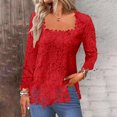 thumbnail image 2 of Timegard Hauts pour Femmes en Dentelle à Encolure Carrée à Manches Longues Blouse Unie d'Automne Chic Décontractée Tunique, 2 of 6