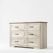 5 Drawers Dresser for Bedroom, Chest of Drawers with Wide Metal Handle, Farmhouse Modern Wooden Tall Dresser