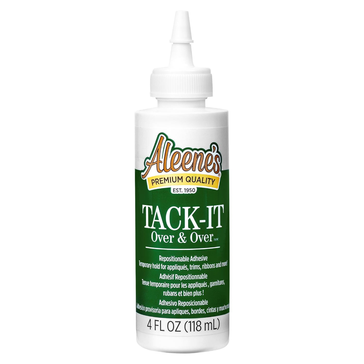 Adhésif repositionnable Aleene’s Tack-It Over & Over, 118 ml – Colle temporaire pour tissus, pochoirs, décorations et projets créatifs