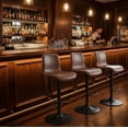 thumbnail image 3 of Bar Stools Set of 4, Height Adjustable Swivel Barstools, Bar Chairs with Backs & Metal Footrest for Home Kitchen, Barstools for Kitchen Dining Reception, PU Leather, Coffee, 3 of 6