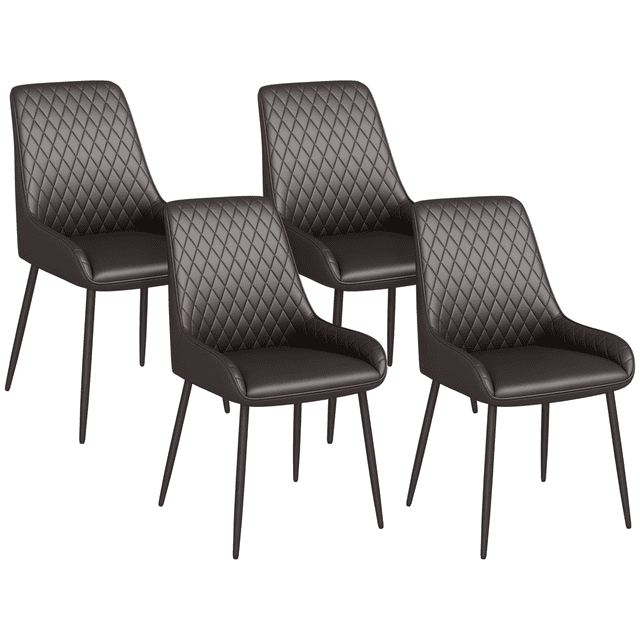 HOMCOM Dining Chairs Set of 4, PU Leather Kitchen Chairs with Metal Legs