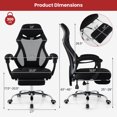 thumbnail image 3 of Costway Chaise de Bureau Ergonomique en Maille avec Repose-Pieds, Hauteur Réglable et Dossier Inclinable, 3 of 10