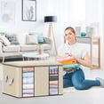 thumbnail image 2 of TopLLC Clothes Storage Bag 90L Large Wardrobe Sorting Storage Bin Closet Organizer with Reinforced Handle and Visible Windows Waterproof Foldable Sturdy Fabric Storage Containers for Clothing Blankets, 2 of 7