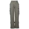 thumbnail image 4 of Wiyuqeen Womens Plus Sized Cargo Pants with Zipper Pockets Loose Fit Wide Leg Military Tactical Trousers Hight Waist Button Solid Color Slacks Pants, 4 of 6