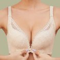 thumbnail image 1 of Meichang Front Closure Bras for Women Plus Size Unpadded Lace Racerback Lightly Buckle Bras Wireless Full Coverage Push Up Bras Comfortable Ultra Thin Everyday Bras Beige M, 1 of 4
