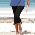 thumbnail image 2 of Womens Relaxed Fit Pants by Generic Summer Casual Drawstring Solid Cropped Cargo Pants, Black, Size XL, 2 of 5