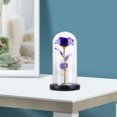 thumbnail image 3 of 1Pc Simulative Rose LED Lamp Delicate Glass Rose Cover Decoration Desktop Night Light Layout Valentine Day Flower Gift (Goldleaf, Purple, Three Leaf), 3 of 6