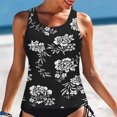 thumbnail image 2 of Hauts de Tankini Modestes pour Femmes Haut de Maillot de Bain Seulement Haut de Maillot à Col Licou à Col Ras du Cou Graphique Hauts de Maillot de Bain Dos Découpé Hauts de Maillots de Bain, 2 of 4