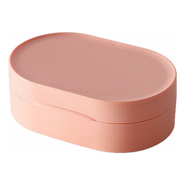 Oleegame 1PC Spoon And Lid Rest Macaron Color Travel Soap Box Portable Creative Soap Box Waterproof With Lid Soap Plastic Box Pink