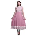 thumbnail image 1 of Bimba Robe Anarkali Ikat Rose Pâle2 pour Femmes Kurti Imprimé Ethnique Indien Longue Kurta Robe de Soirée Petite, 1 of 6