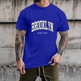 thumbnail image 3 of BOBOGOJP T-Shirts en Coton Surdimensionnés pour Hommes Décontractés à Manches Courtes, Chandail à Rayures à Col Rond (Bleu Foncé, 4TG), 3 of 4