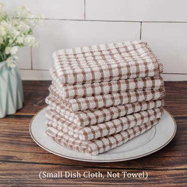 REGALWOVEN 6pcs Thin Terry Cotton Kitchen Dish Cloths for Home Cleaning 15" x 10.5" Coffee Color 6