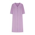 thumbnail image 4 of Robe d'Été pour Femmes 2024 Mode Grande Taille Robe Décontractée Col en V Manches 3/4 Couleur Unie Ample Robes en Coton Rabais de 50 % Liquidation!, 4 of 6