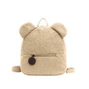 Vwrxbz Cute Bear Ears Backpack Lambskin Faux Fur Kids School Bag Travel Daypack