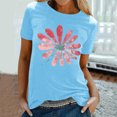 thumbnail image 2 of KIHOUT Nouveau Haut de Mode d'Été pour Femmes 2025, T-Shirt à Manches Courtes à Col Rond Décontracté à Imprimé Floral Bleu Ciel 2TG, 2 of 5