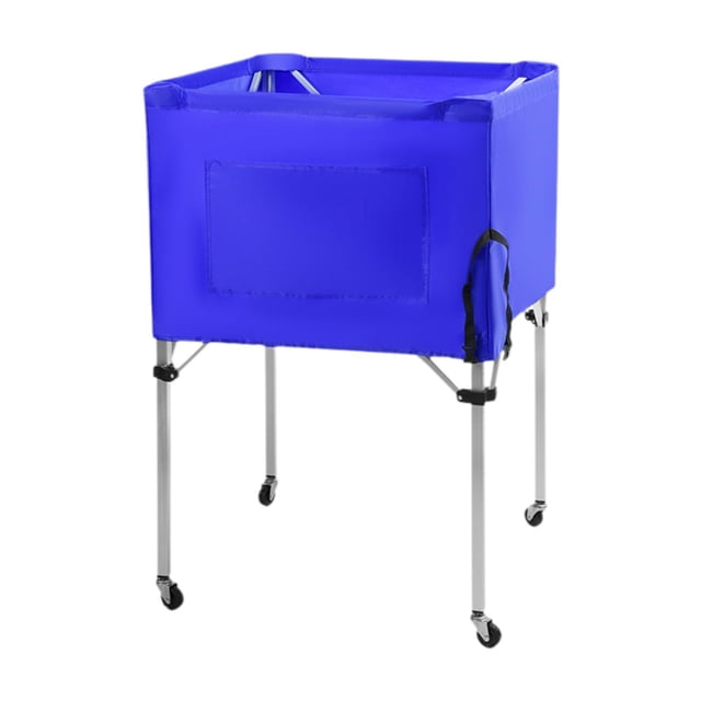 Lipstore Rolling Sports Ball Cart Convenient Ball Storage Bin for Football Toy Garage Blue