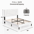 thumbnail image 5 of Full Bed Frame,Telino Full Size Platform Bed With Fabric Upholstered Headboard, White, 5 of 5