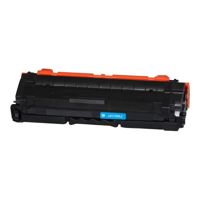 L-ink Cartouche de Toner Cyan Compatible Samsung CLT-C505L à Rendement Élevé avec Corps en Plastique Noir et Couvercle de Protection orange, Étiquetée LSCLT505LC, Compatible avec les Imprimantes Samsung C2620 et C2670, Offrant des Impressions Nettes de Qualité Laser et un Rendement de 3500 Pages, Idéale pour une Impression Économique.