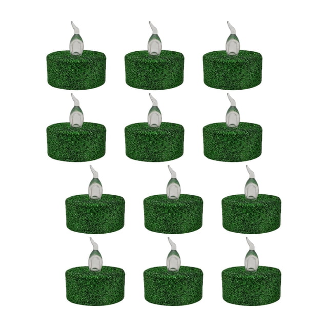 jifeng Chauffe-Plat à DEL Sans Flamme Vacillant Vert Blanc Chaud