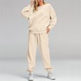 thumbnail image 2 of Pisexur Ensemble Pantalon 2 Pcs Mode Décontractée Ensemble de Survêtement Uni pour Femmes Chandails à Manches Longues à Col Rond Hauts à Enfiler Pantalons Longs Élastiques Survêtements Ensembles de Détente P-3TG, 2 of 7