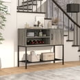 thumbnail image 4 of Gymax Buffet Sideboard w/ Power Outlets & USB Ports Wine Racks & Storage Shelves Rustic Grey & Black, 4 of 10