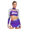 thumbnail image 1 of Aislor Femmes Manches Longues Bretelles Croisées Crop Tops & Jupe de Danse Uniforme de Cheerleading pour Adolescentes Violet P, 1 of 6