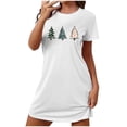 thumbnail image 4 of Sakmal Robe de Nuit Douce Moomoo pour Femmes Blanche Grande Taille Confortable de Noël Robe de Sommeil Imprimé Arbres de Noël Manches Courtes Col Rond Courtes Robes de Nuit P-2TG, 4 of 5