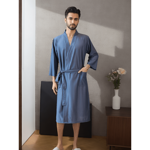 Men's Breathable Cool Feeling Bathrobe And Clubwear For Spring/Summer, 3/4 Sleeves